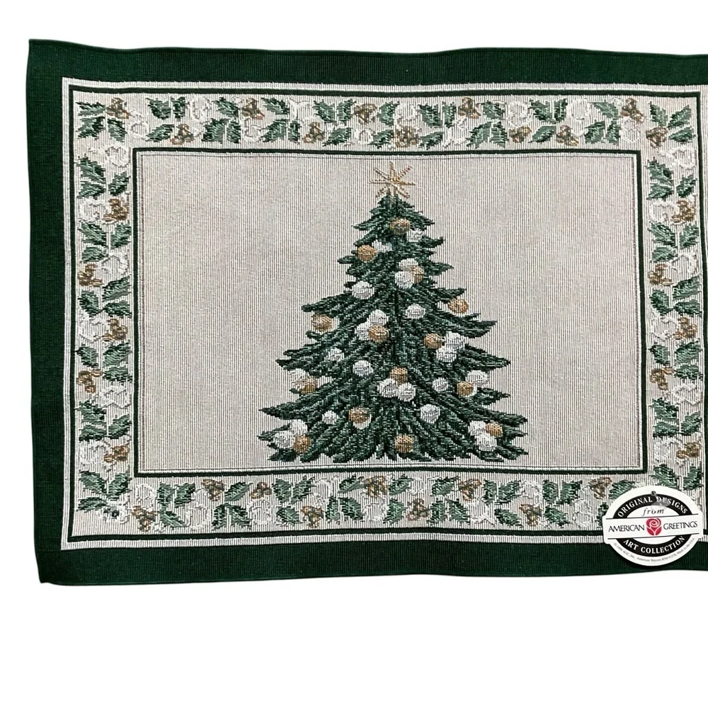 Set of 4 Christmas Tree Placemats American Greetings 18” X 13” NWT